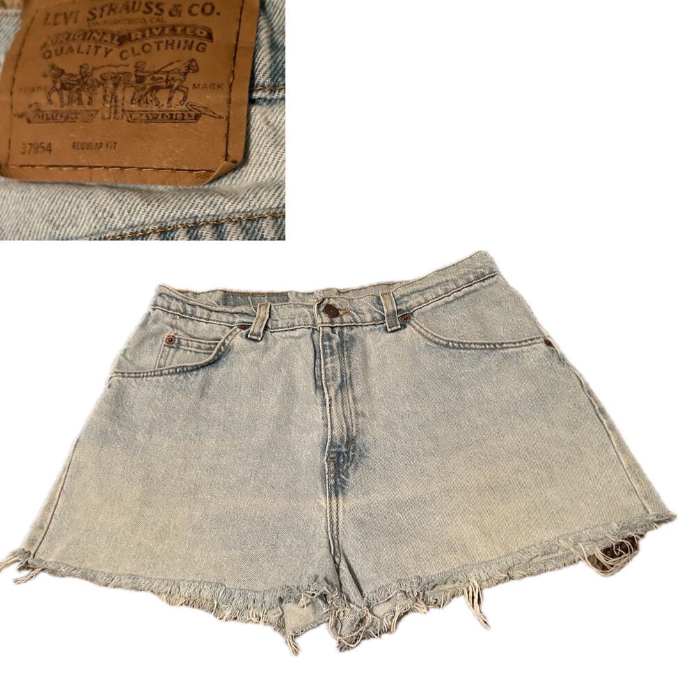 Vintage 954 Levi’s Light Blue Jean Cutoff Booty Shorts High Waist / Waist 30 -